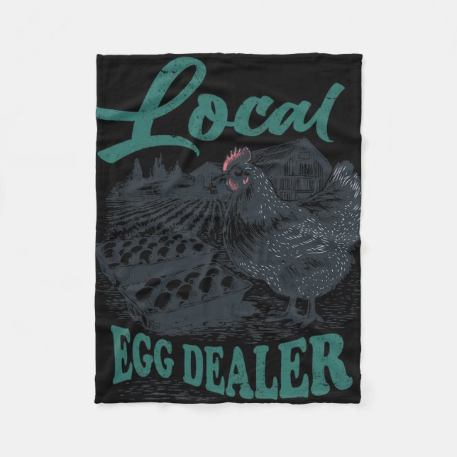 Lokaler Eierhändler Retro-Huhn Lustiger Bauer Oste Fleecedecke (Vorderseite)