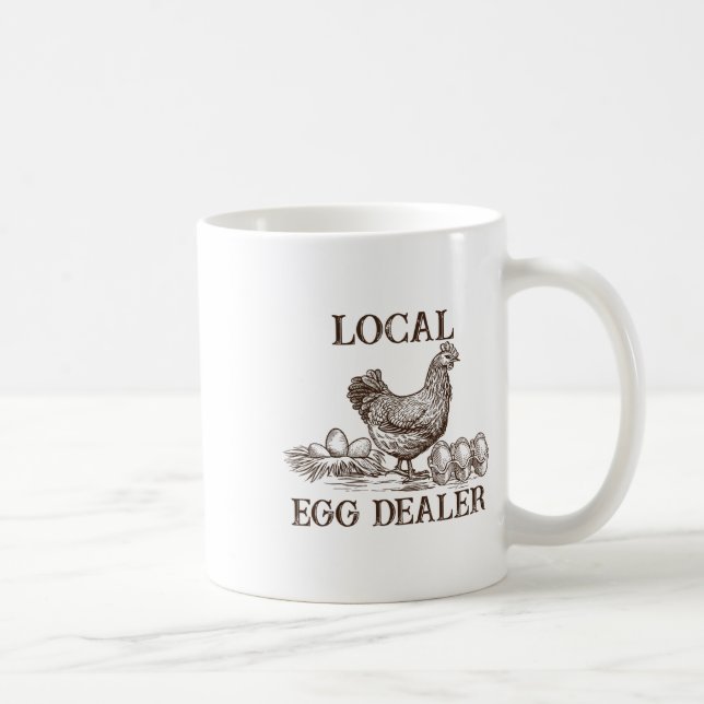 Lokaler Eierhändler Retro-Huhn Lustiger Bauer Oste Kaffeetasse (Rechts)