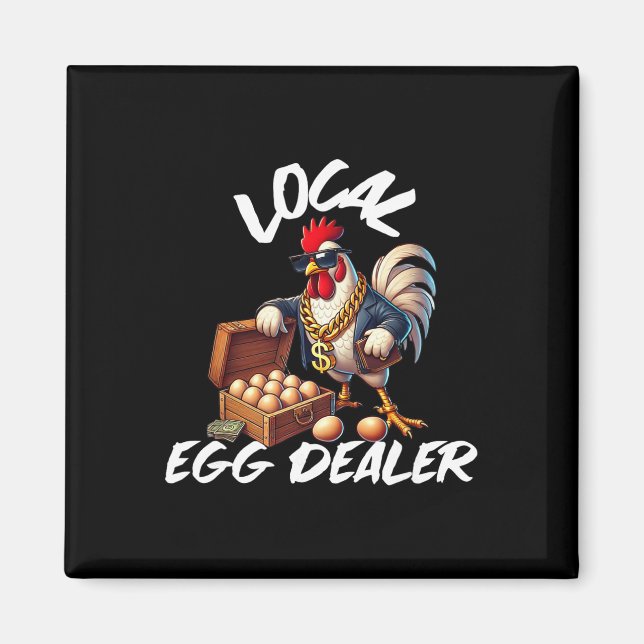 Lokaler Eierhändler Retro-Huhn Lustiger Bauer Oste Magnet (Vorne)