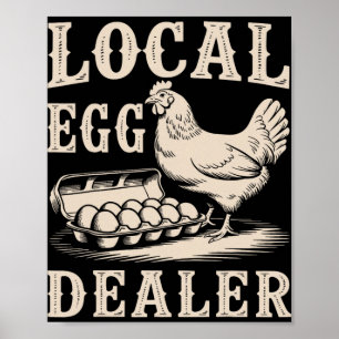 Lokaler Eierhändler Retro-Huhn Lustiger Bauer Oste Poster