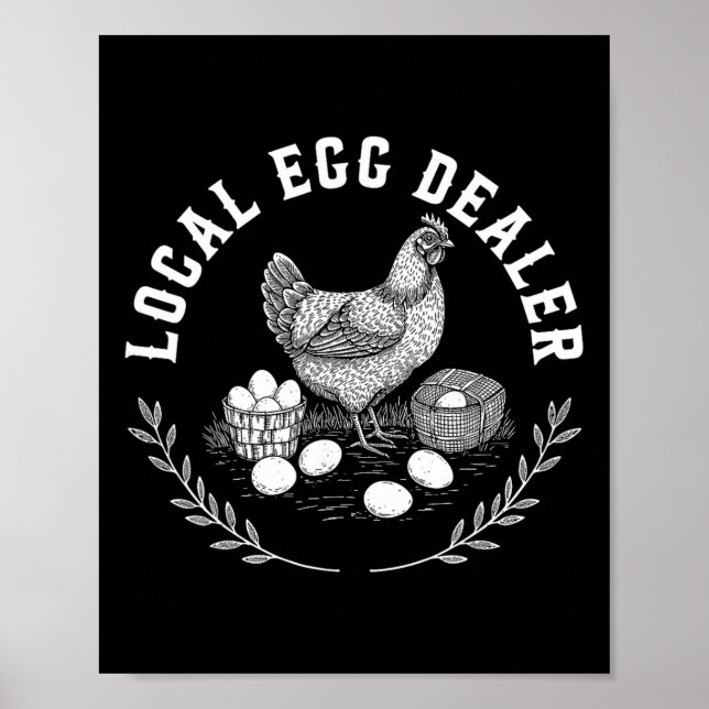Lokaler Eierhändler Retro Hühner Ei Lustiger Bauer Poster (Vorne)