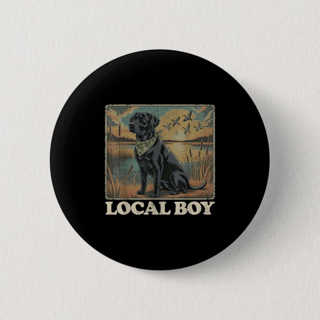 Lokaler Junge schwarzes Labor Jagd Hunde Marsch Sz Button (Vorderseite)
