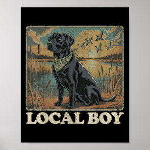 Lokaler Junge schwarzes Labor Jagd Hunde Marsch Sz Poster