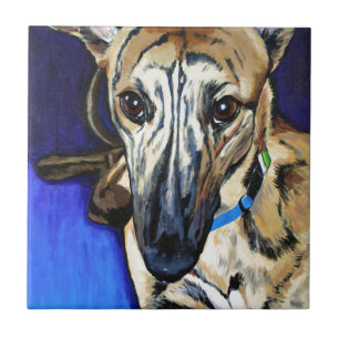 Loki - Lurcherhund Fliese