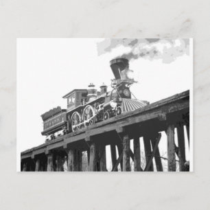 Lokomotive auf der Brücke Postkarte