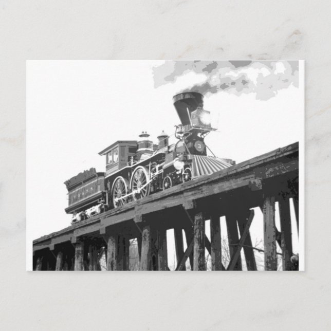 Lokomotive auf der Brücke Postkarte (Vorderseite)