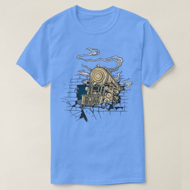 Lokomotive bricht die Wand 1 T-Shirt (Design vorne)