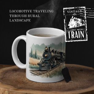Lokomotive durch die ländliche Landschaft Zweifarbige Tasse