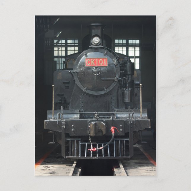 Lokomotive in Changhua Roundhouse, Taiwan Postkarte (Vorderseite)