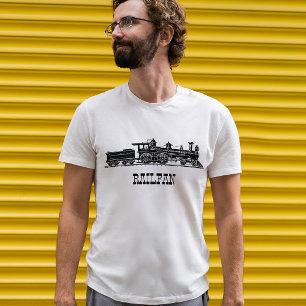Lokomotive mit Kohlewagen personalisiert T-Shirt