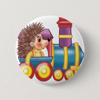 Lokomotive und Igel Button