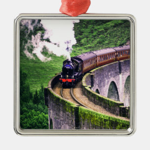 Lokomotive-Zug auf Brücke Ornament Aus Metall