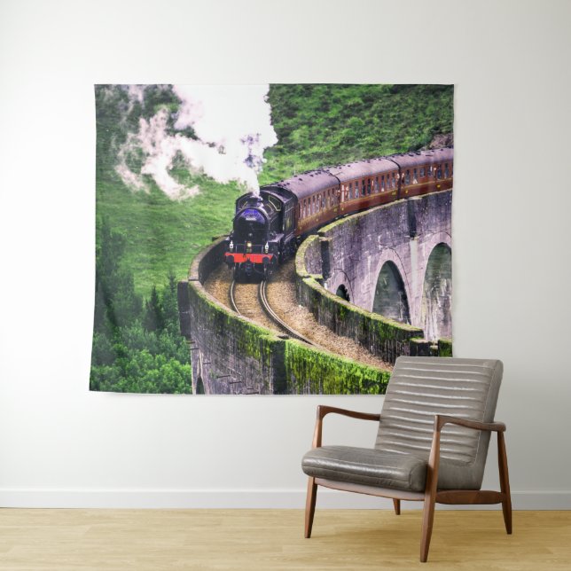 Lokomotive-Zug auf Brücke Wandteppich (Beispiel (Horizontal))