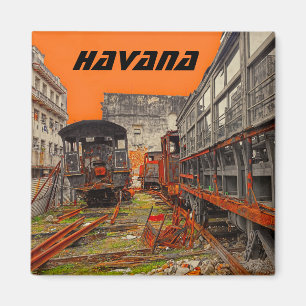Lokomotiven mit Güterwagen in Havanna Magnet