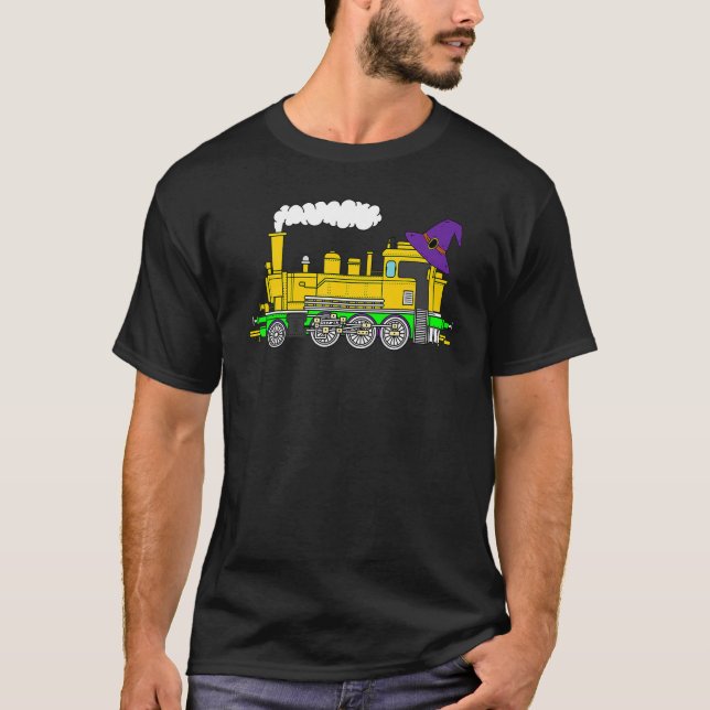 Lokomotivzug Hexenhut Halloween-Kostüm T-Shirt (Vorderseite)