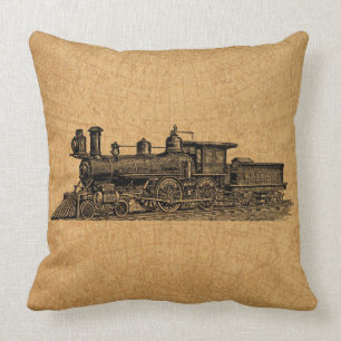 Lokzug Zug Vintage-Dampflokomotive & Kartenstil Kissen