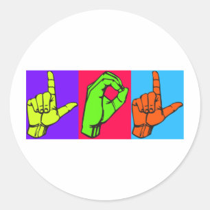 LOL ASL Signing Language Design #2 Runder Aufkleber