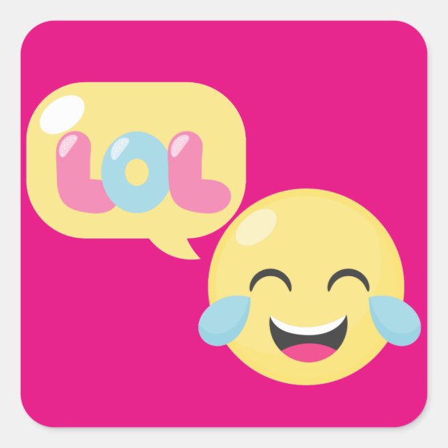 LOL Emoji Bubble Quadratischer Aufkleber (Vorderseite)
