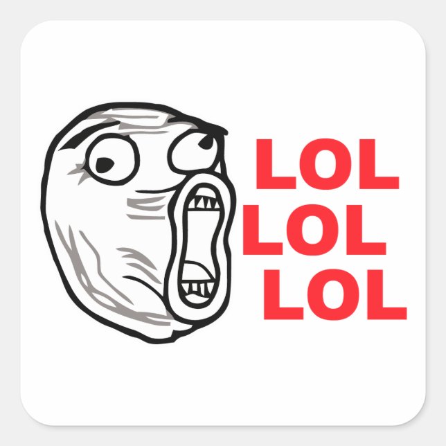 lol face meme Spaß rofl omg omfg Quadratischer Aufkleber (Vorderseite)