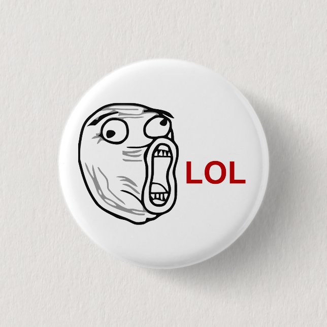 LOL Lachen-heraus lautes Raserei-Gesicht Meme Button (Vorderseite)