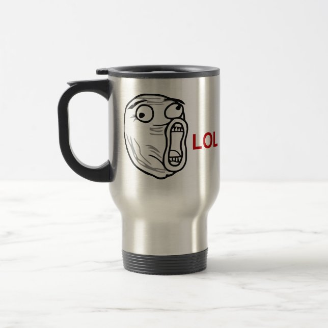 LOL Lachen-heraus lautes Raserei-Gesicht Meme Reisebecher (Links)