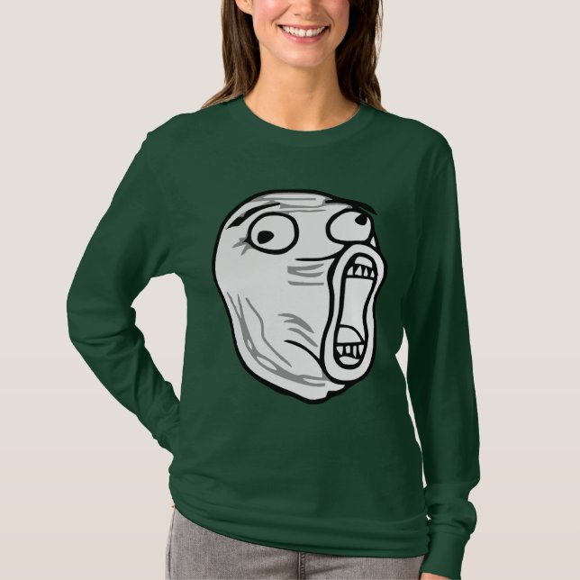 LOL Lachen-heraus lautes Raserei-Gesicht Meme T-Shirt (Vorderseite)