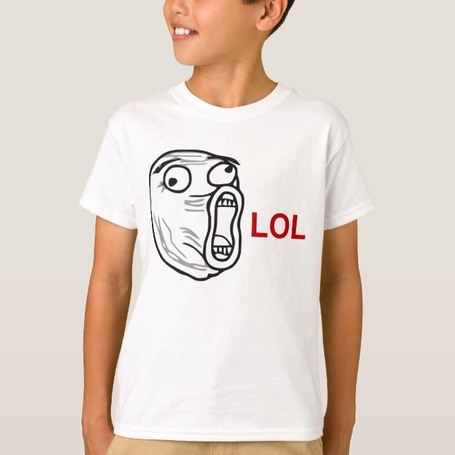 LOL Lachen-heraus lautes Raserei-Gesicht Meme T-Shirt (Vorderseite)