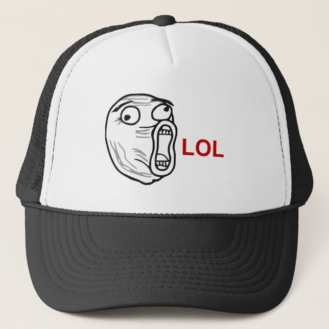 LOL Lachen-heraus lautes Raserei-Gesicht Meme Truckerkappe (Vorderseite)