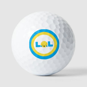 LOL Laugh Out Loud Emoji Blue Yellow Golfball