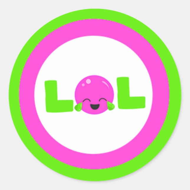 LOL Laughout Loud Lila Bright Green Runder Aufkleber (Vorderseite)