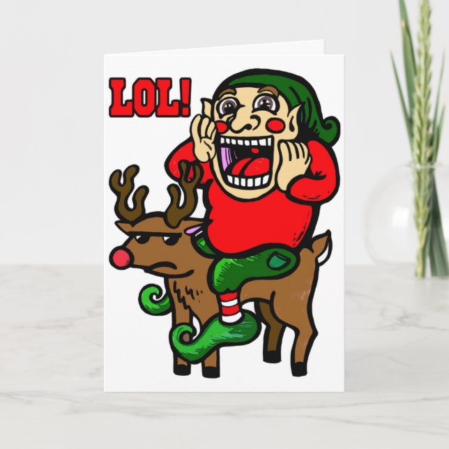 LOL Weihnachtself Feiertagskarte (Vorderseite)