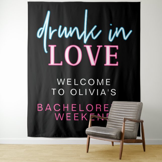 LOLA Neon Betrunken in Liebe Bachelorette Willkomm Wandteppich (Beispiel)