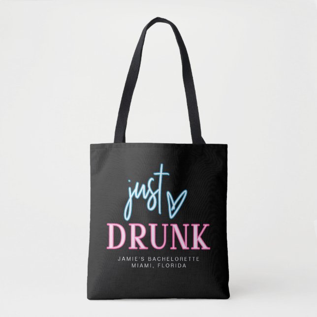 LOLA Neon Blue Pink Nur Betrunken Bachelorette Tasche (Vorderseite)