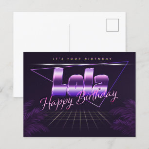 Lola Nom Prénom carte postale violette anniversair
