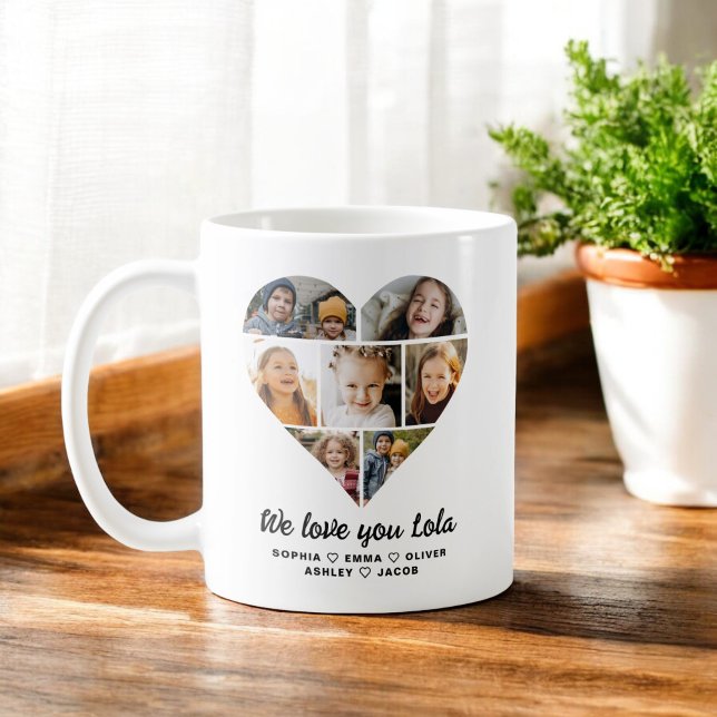 Lola We Liebe you Hearts Modern Foto Collage Kaffeetasse (Von Creator hochgeladen)