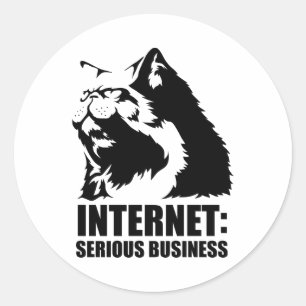 lolcat das Internet ist ernstes Geschäft Runder Aufkleber