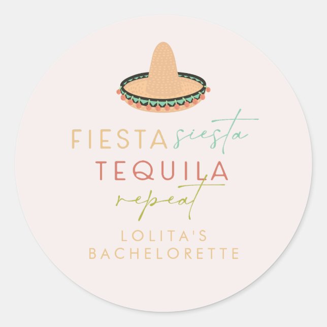 LOLITA Fiesta Siesta Tequila Bachelorette Gefallen Runder Aufkleber (Vorderseite)