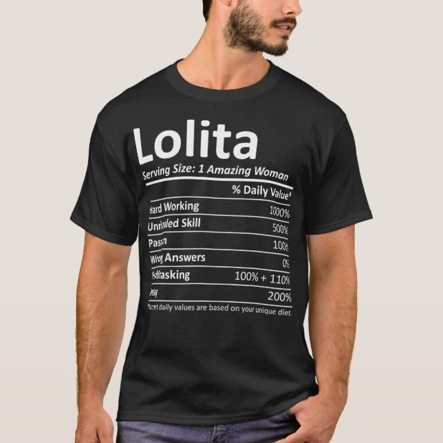 LOLITA Nutrition Personalized Name Funny Gift T-Shirt (Vorderseite)