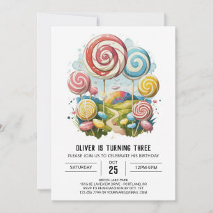 Lollipop Birthday online editierbar Einladung