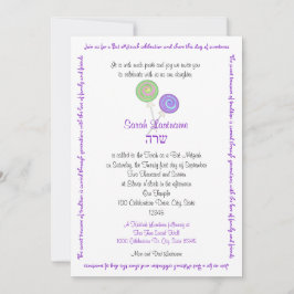 Lollipop Candy Bat Mitzvah Lavender Einladung