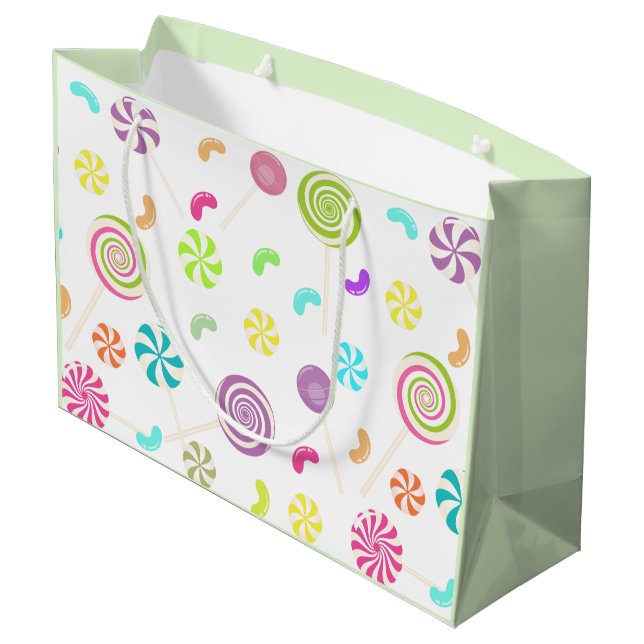 Lollipop Candy Muster Custom Gift Bag Große Geschenktüte (Rückseite Schrägansicht)