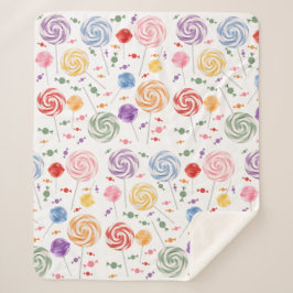Lollipop Candy Pattern Colorful Sherpa Blanket Sherpadecke