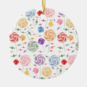 Lollipop Candy Pattern farbenfroh Keramik Ornament