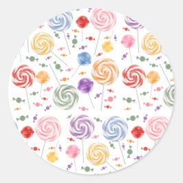 Lollipop Candy Pattern farbenfroh Runder Aufkleber