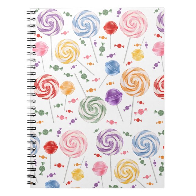 Lollipop Candy Pattern Farbiges Notebook Notizblock (Vorderseite)