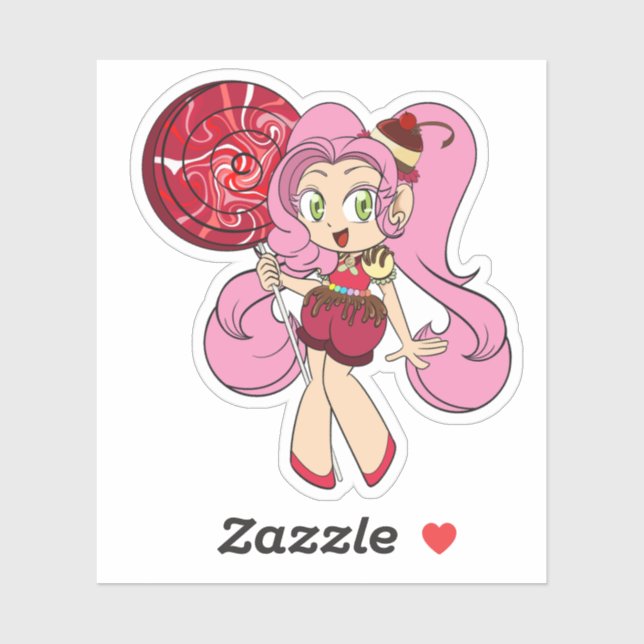 Lollipop Chibi Girl Aufkleber (Blatt)