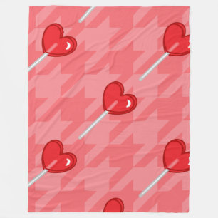 Lollipop-Decke aus rosa Hahnentrittmuster Fleecedecke