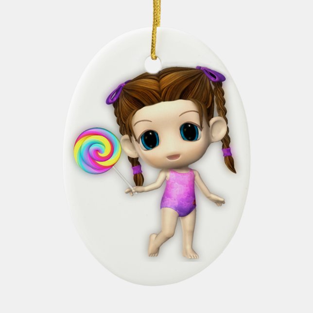 Lollipop Girl Süsse Keramik Ornament (Vorne)