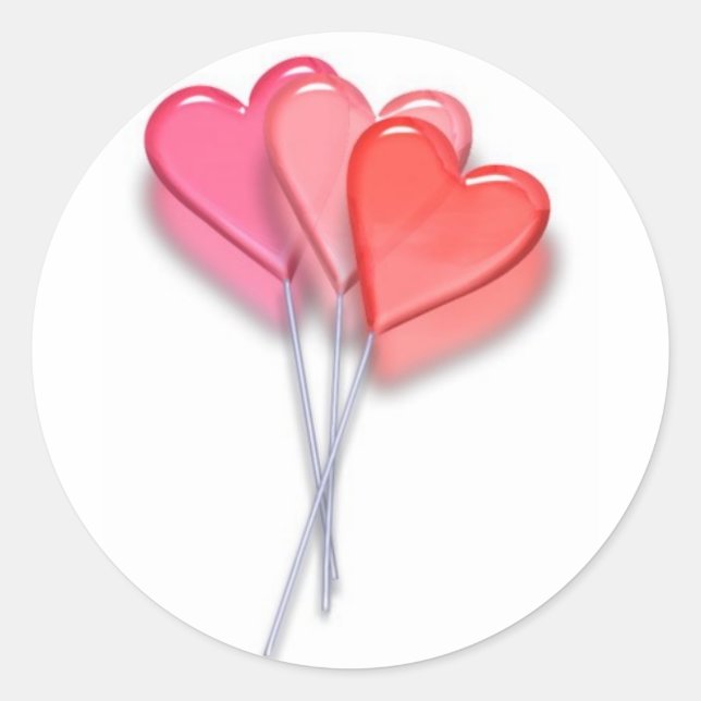Lollipop Hearts Runder Aufkleber (Vorderseite)