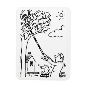 Lollipop Man rettet einen Ball in einem Baum. Funn Magnet